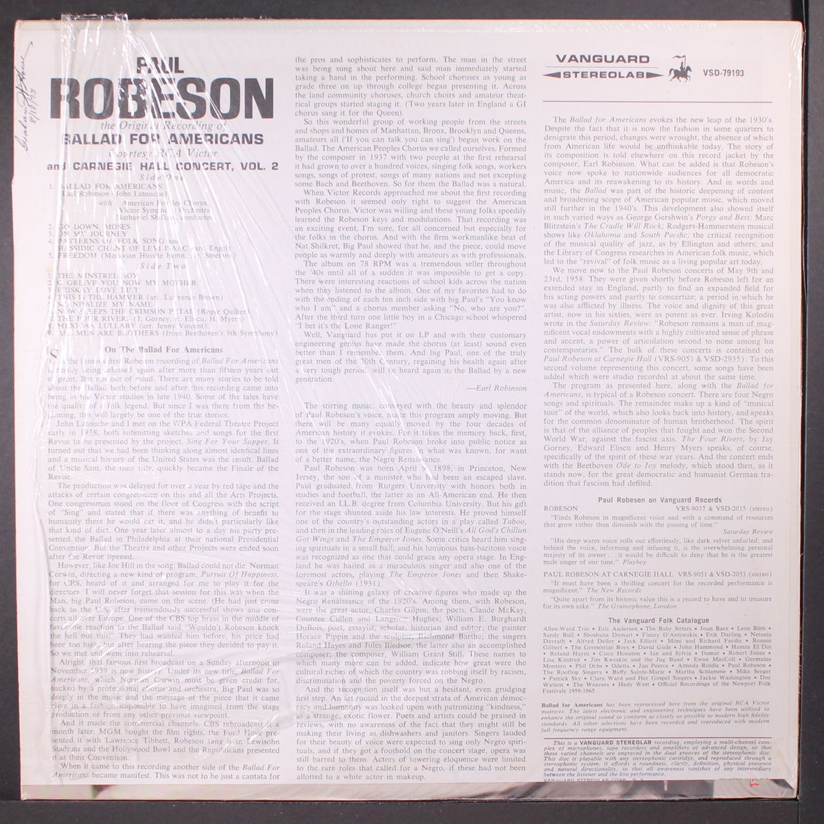 ballad for americans, carnegie hall concert, vol. 2 by PAUL ROBESON