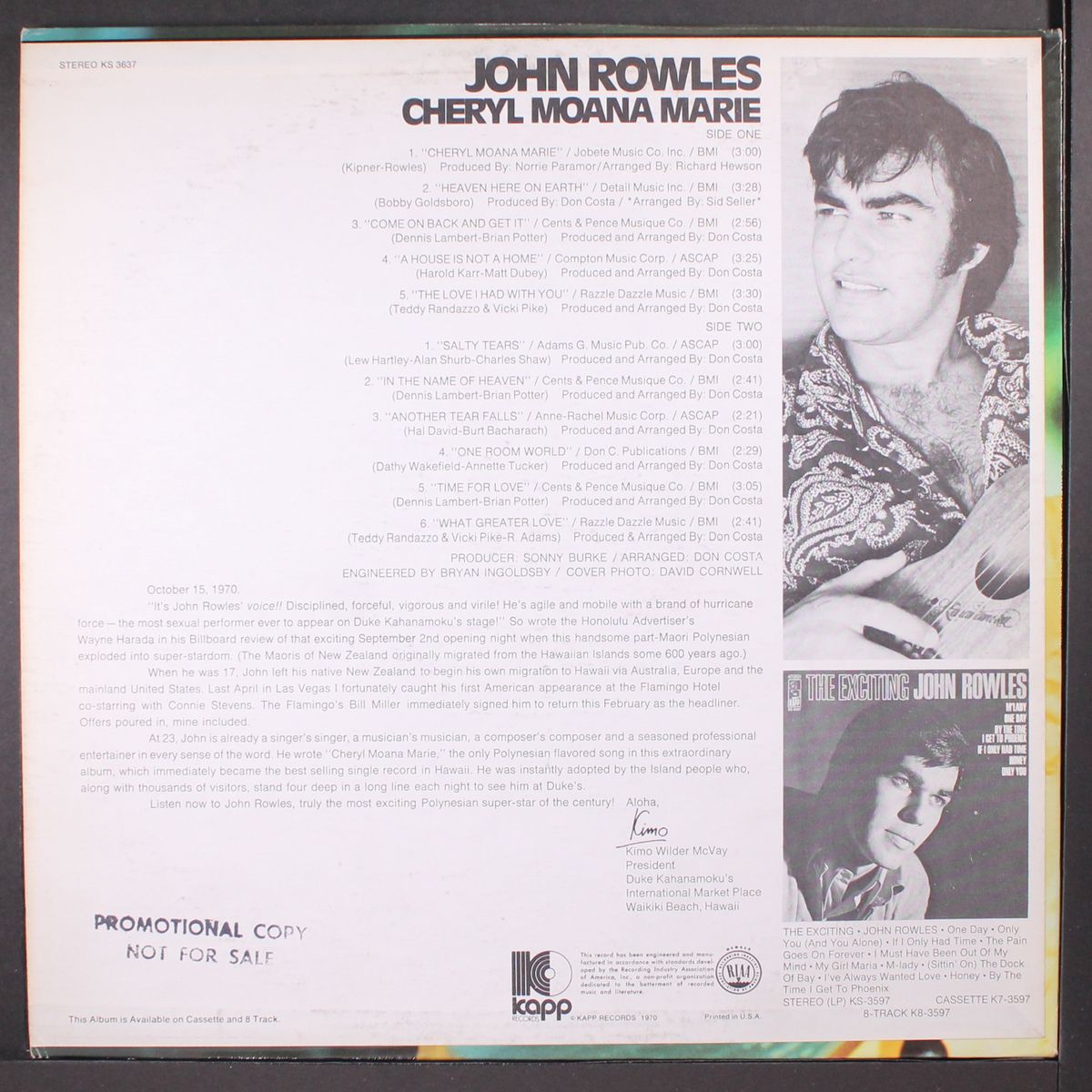 sings cheryl moana marie by JOHN ROWLES