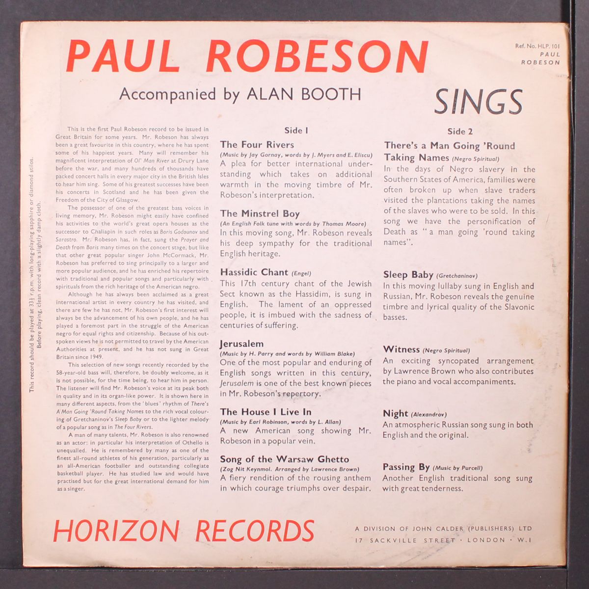 sings by PAUL ROBESON