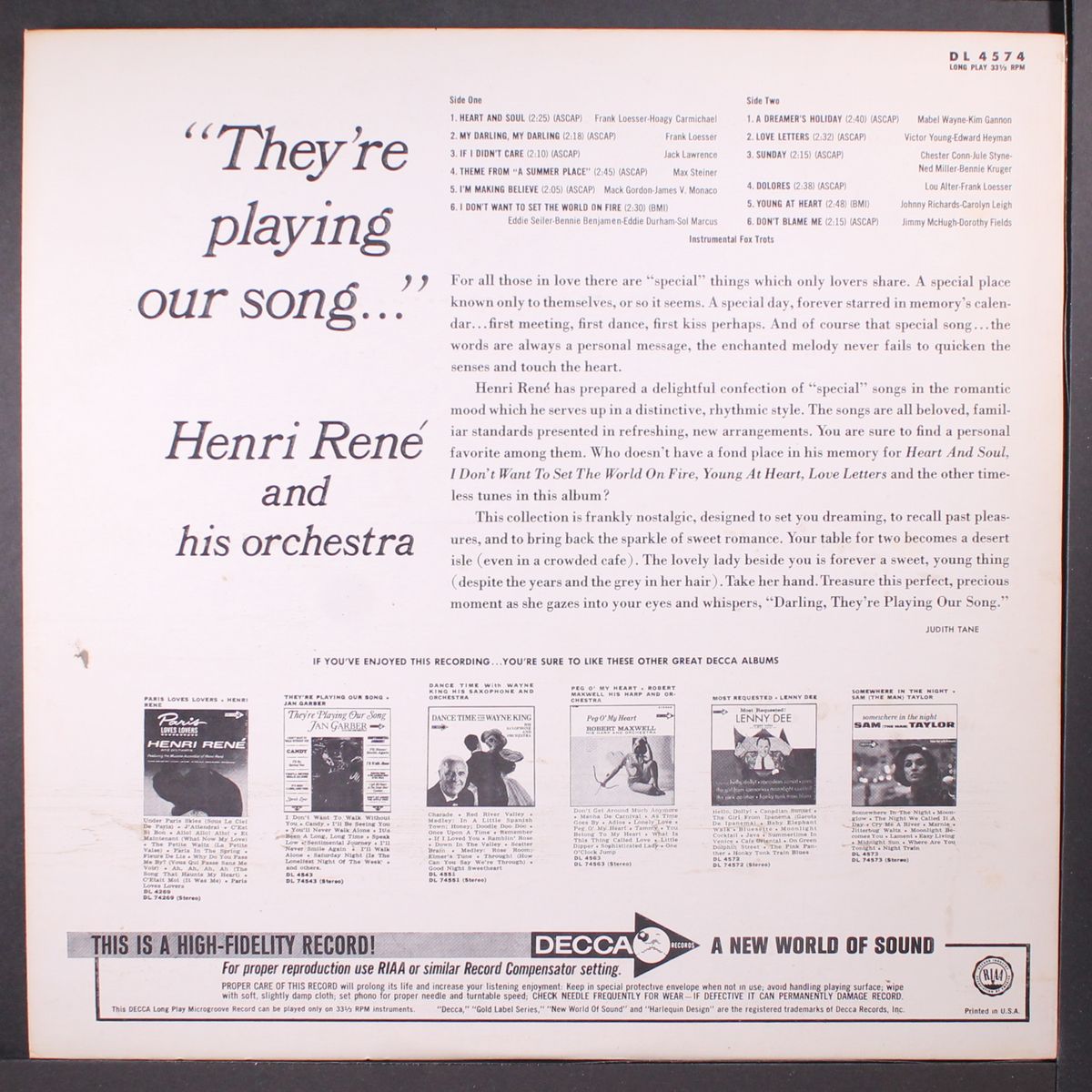 they're playing our song by HENRI RENE
