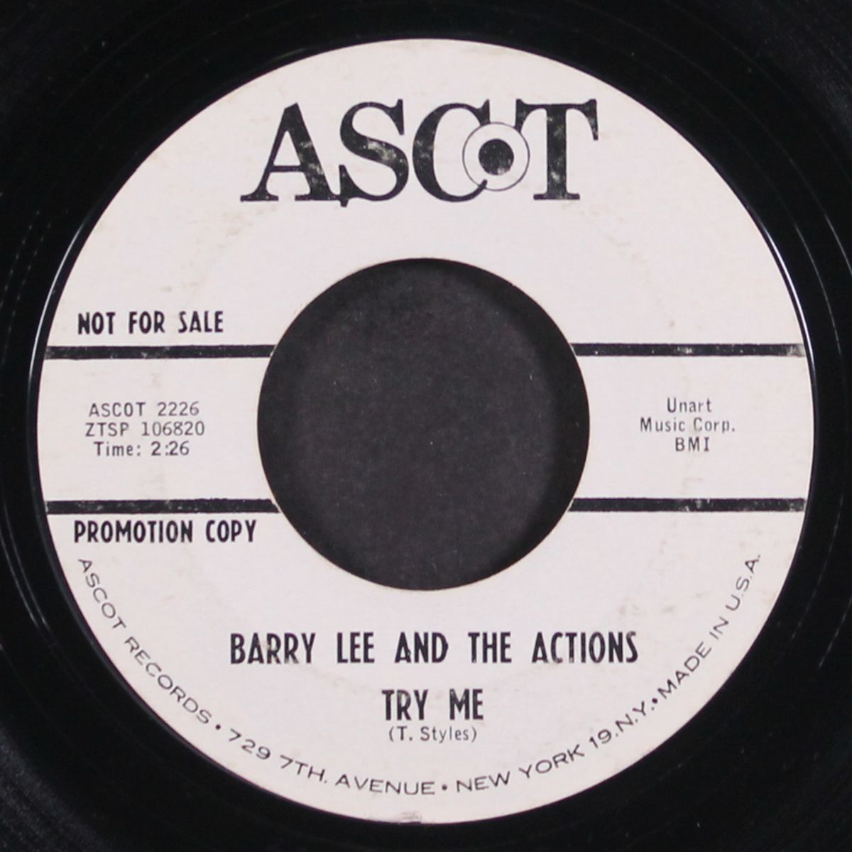 for such a little wrong / try me by BARRY LEE & ACTIONS