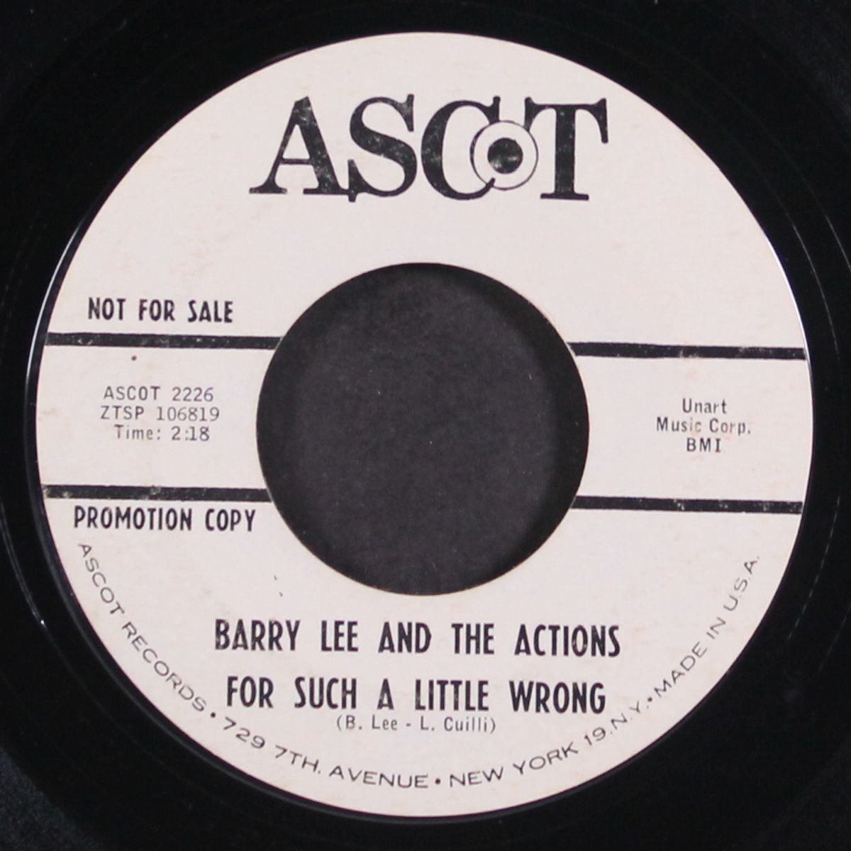for such a little wrong / try me by BARRY LEE & ACTIONS