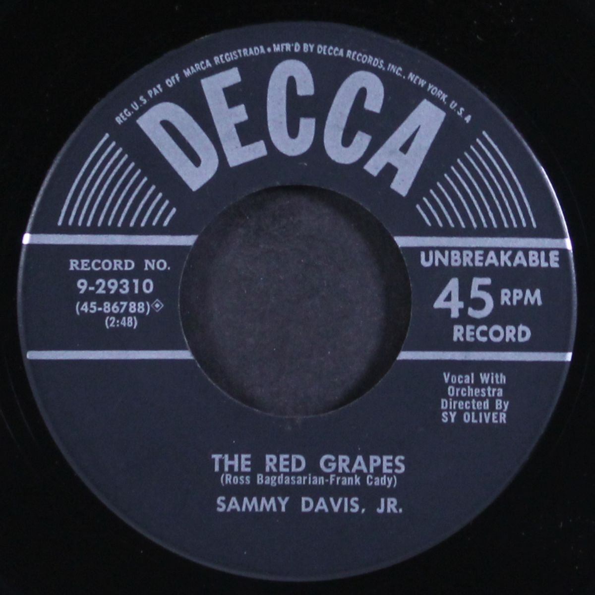 glad to be unhappy / the red grapes by SAMMY DAVIS, JR.