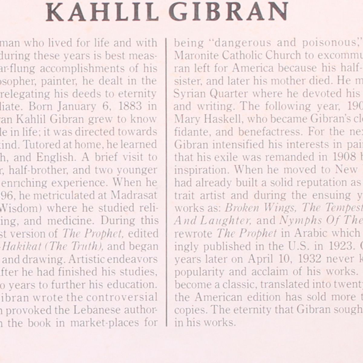 the prophet (kahlil gibran) by RICHARD HARRIS