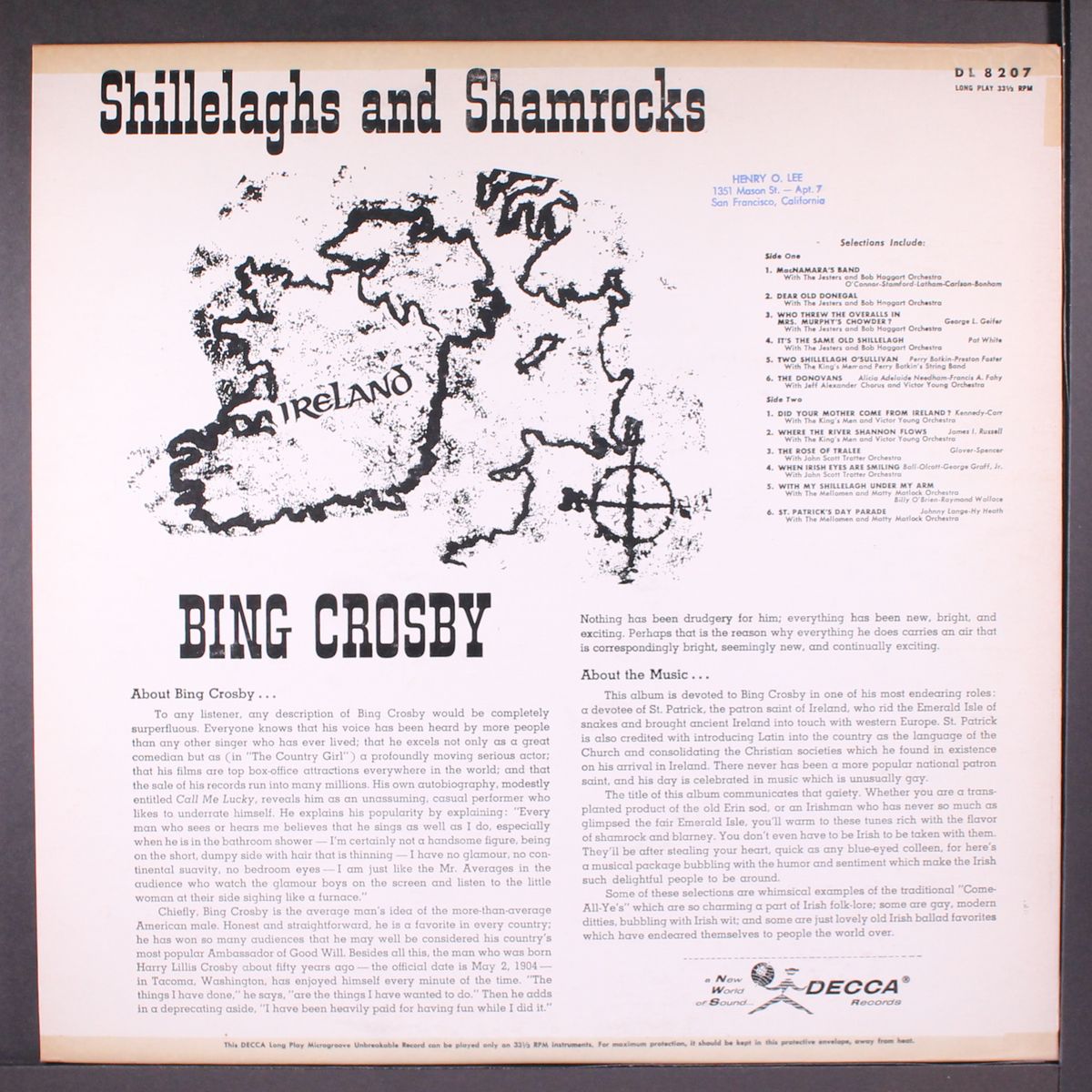 shillelaghs & shamrocks by BING CROSBY