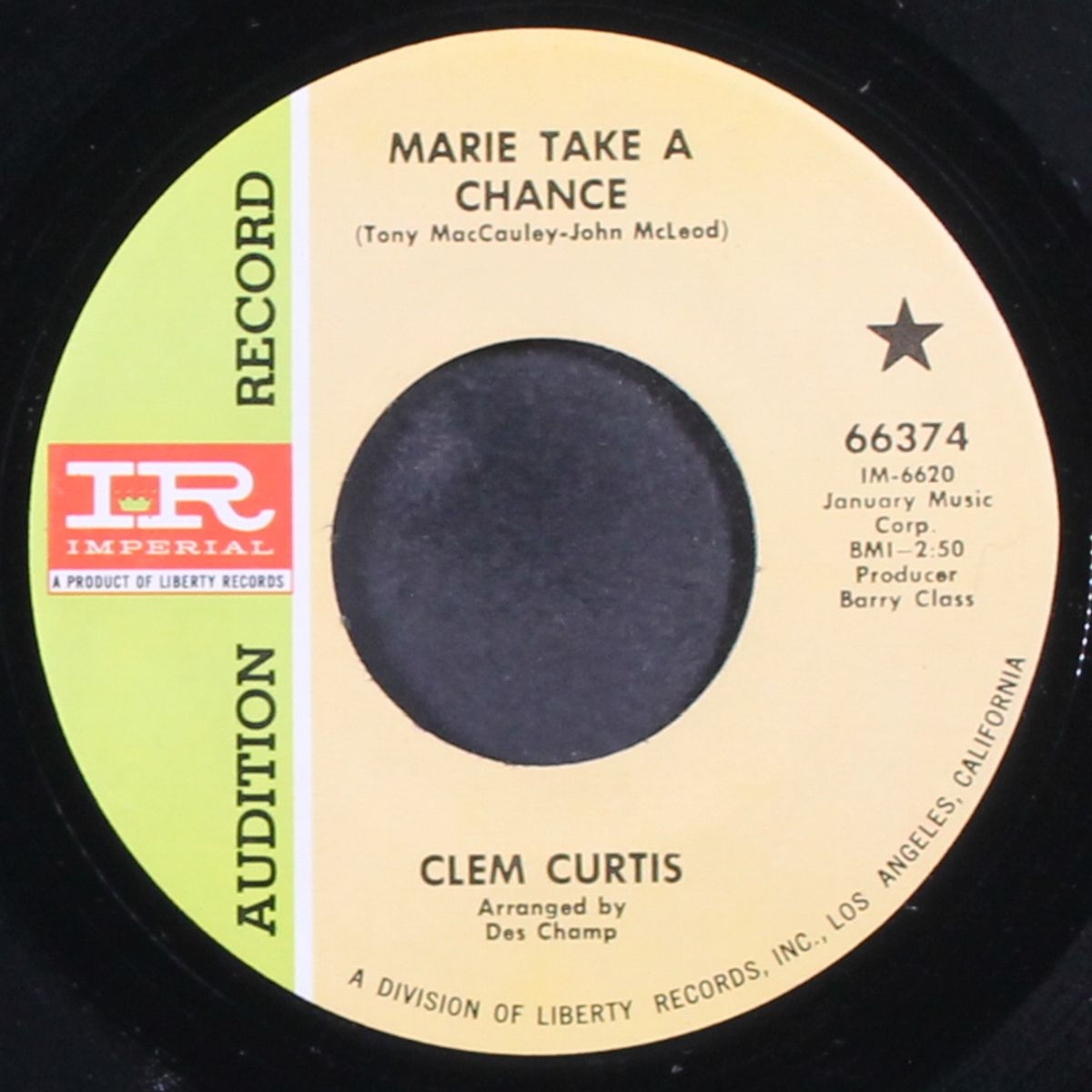 marie take a chance / caravan by CLEM CURTIS