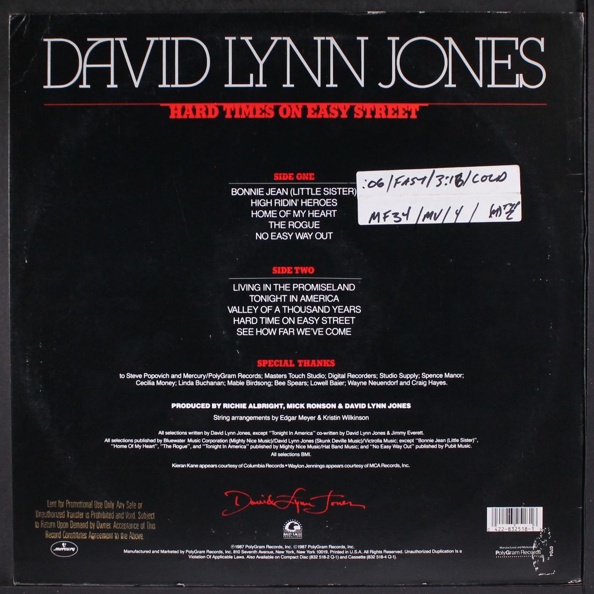 hard times on easy street by DAVID LYNN JONES