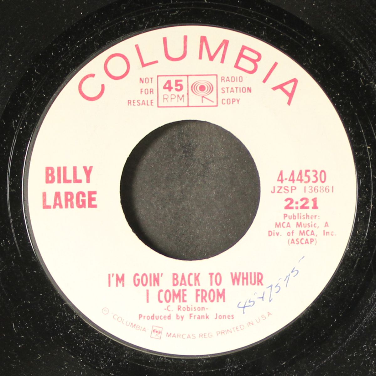 i'm goin' back whur i come from / dirty old egg-sucking dog by BILLY LARGE