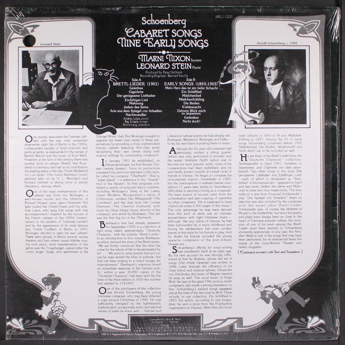 the cabaret songs of arnold schoenberg (nine early songs 1893-1903) by MARNI NIXON & LEONARD STEIN