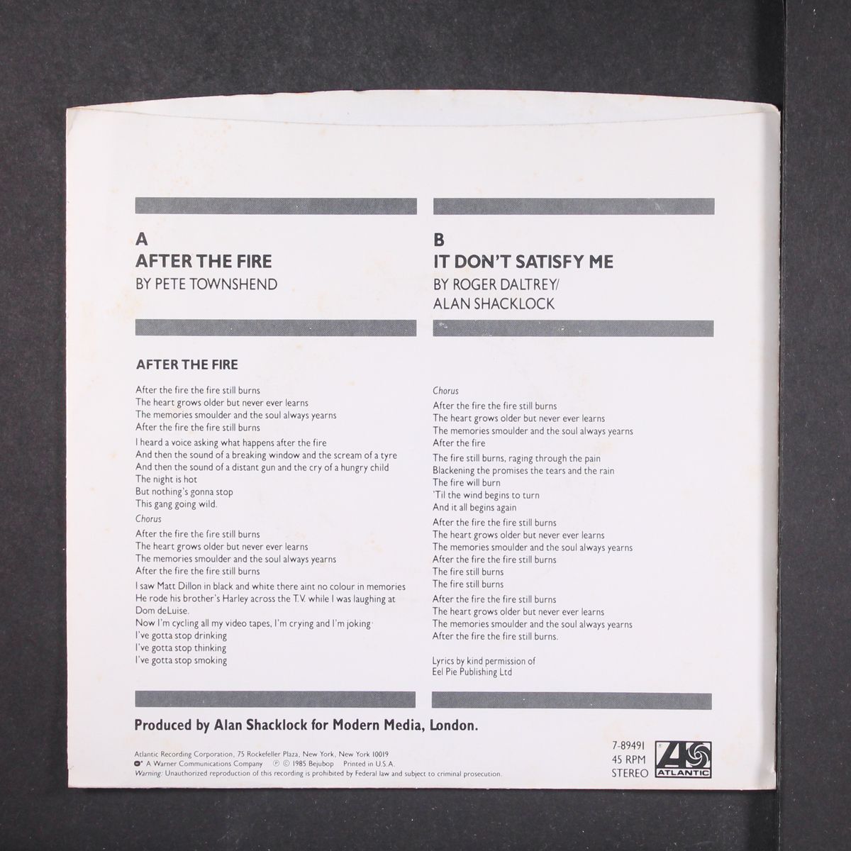 after the fire / same by ROGER DALTREY
