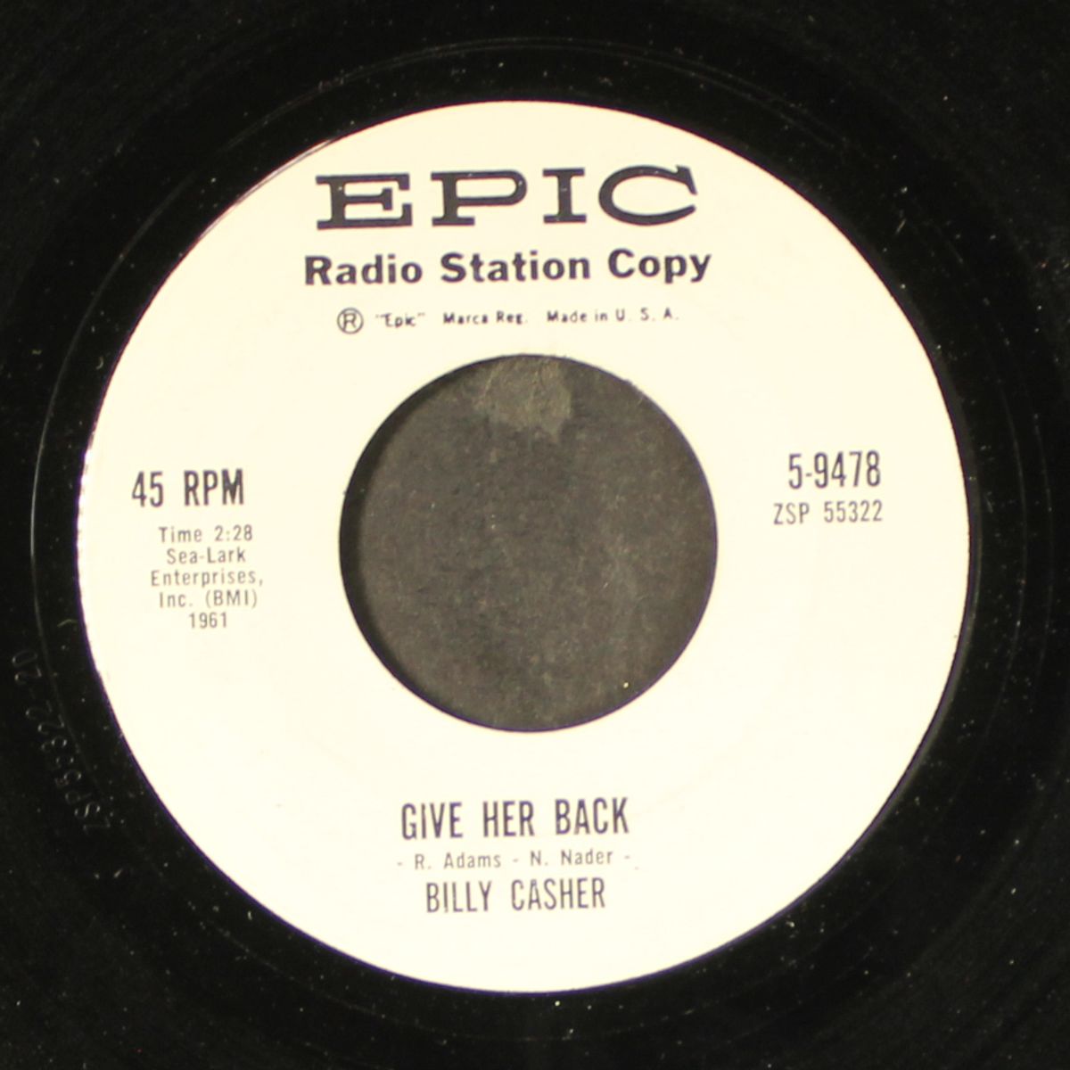 give her back / no matter what i do by BILLY CASHER
