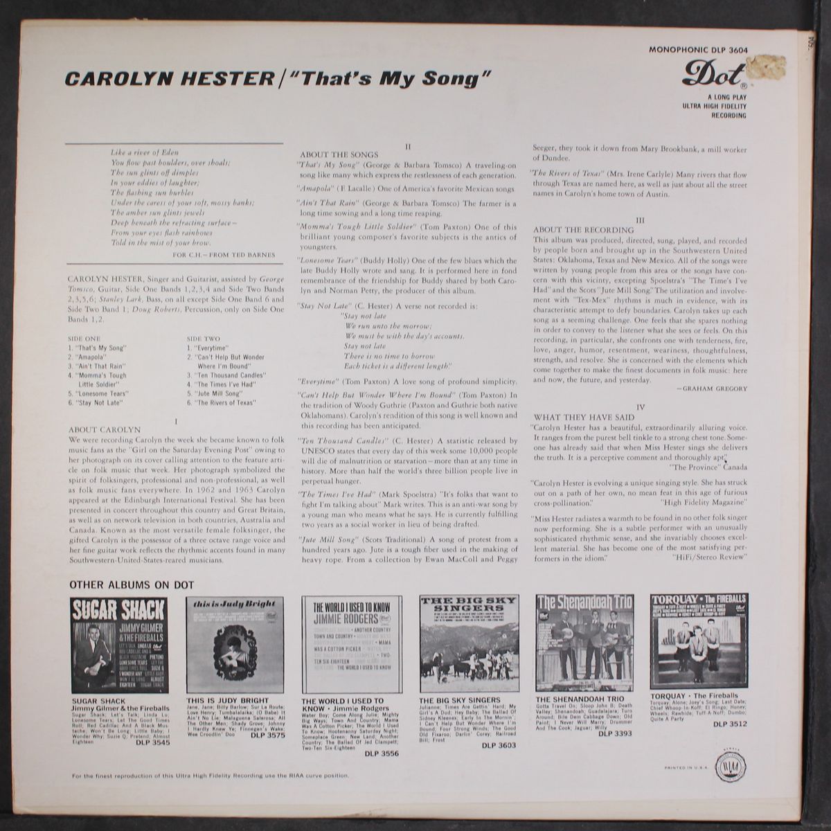 that's my song by CAROLYN HESTER