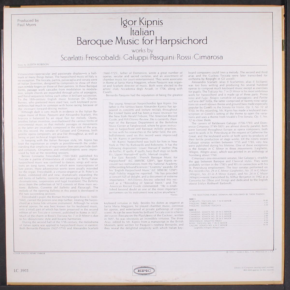 italian baroque music for harpsichord by IGOR KIPNIS