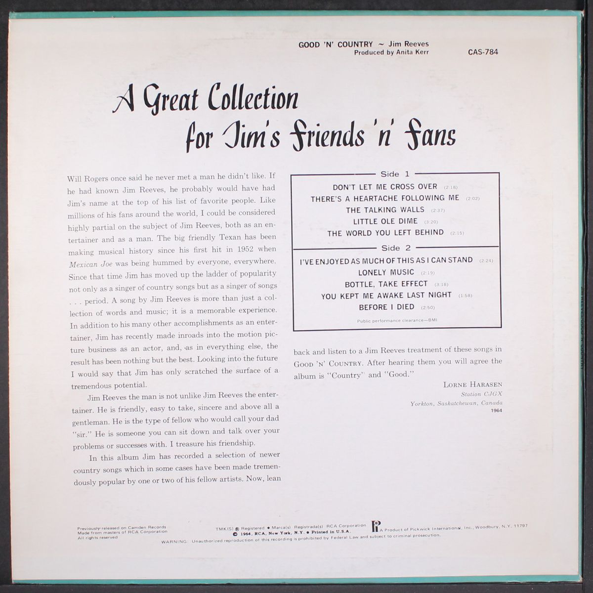 good n' country by JIM REEVES