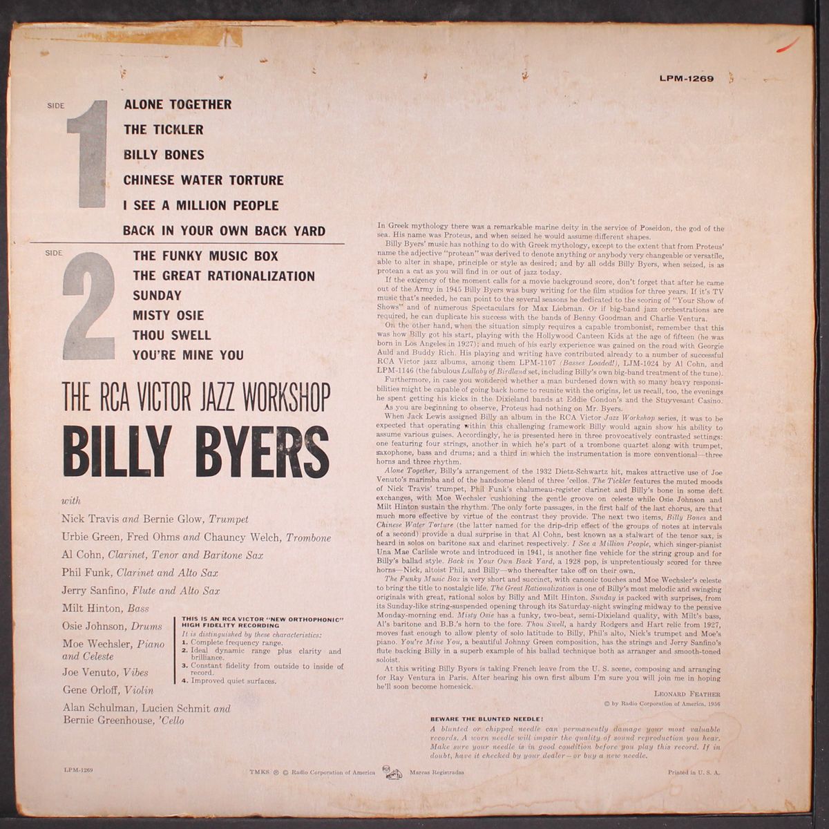 the rca victor jazz workshop by BILLY BYERS