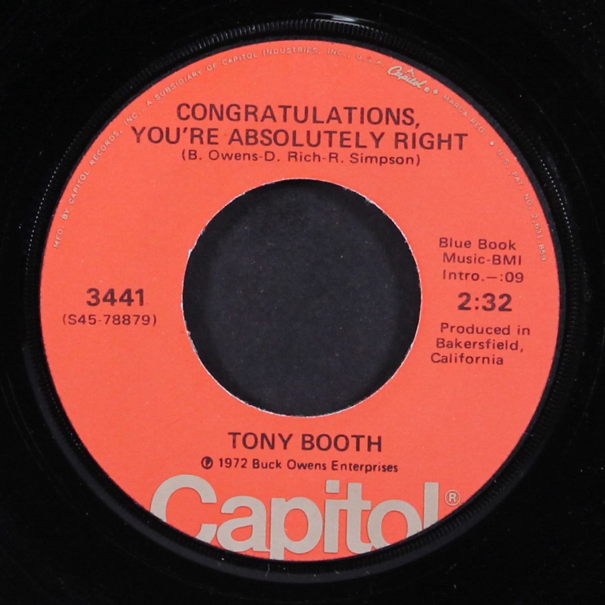 lonesome 7-7203 / congratulations you're absolutely right by TONY BOOTH