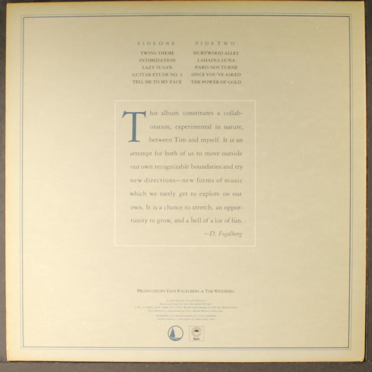 twin sons of different mothers by DAN FOGELBERG & TIM WEISBERG