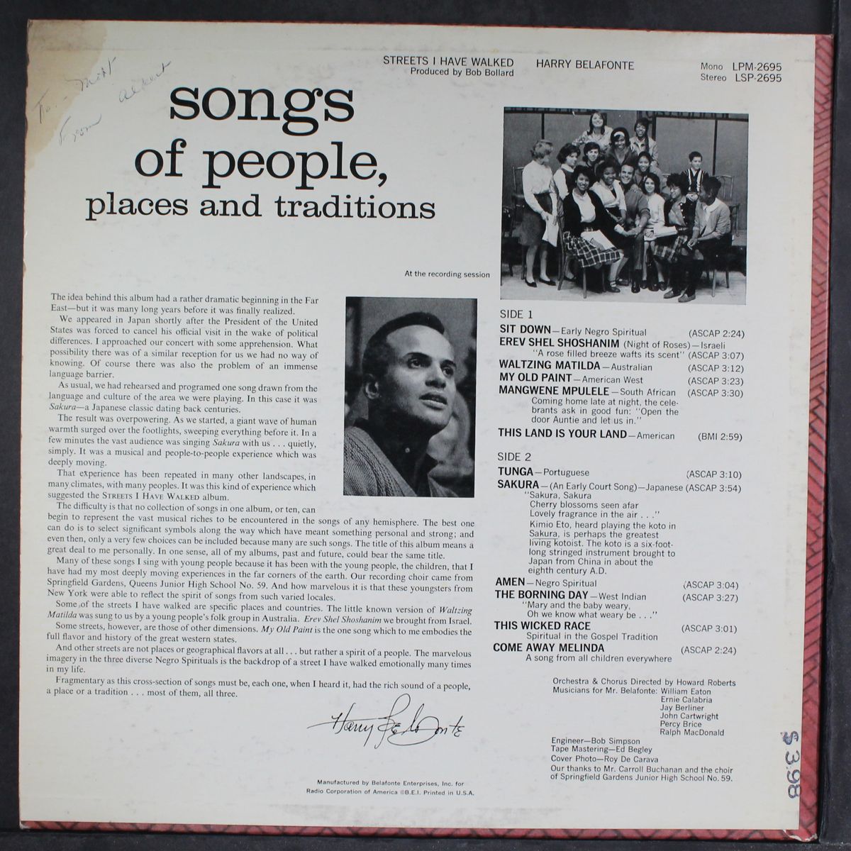 streets i have walked by HARRY BELAFONTE
