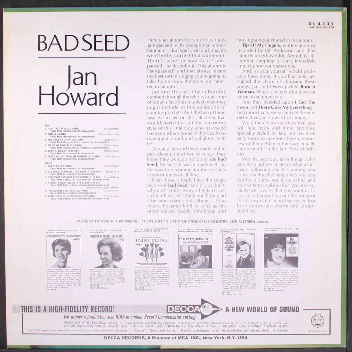 bad seed by JAN HOWARD
