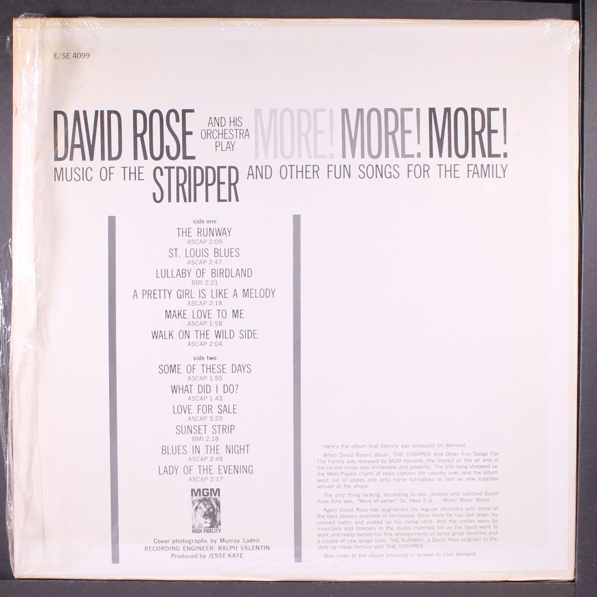 more!, more!, more! music of the stripper by DAVID ROSE