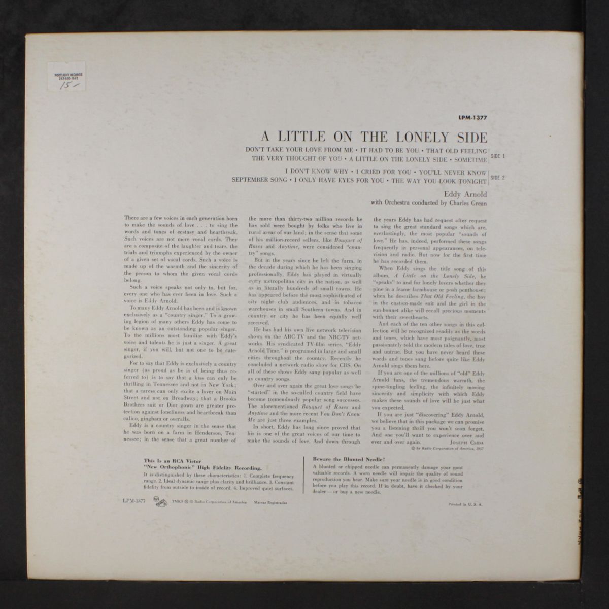 a little on the lonely side by EDDY ARNOLD