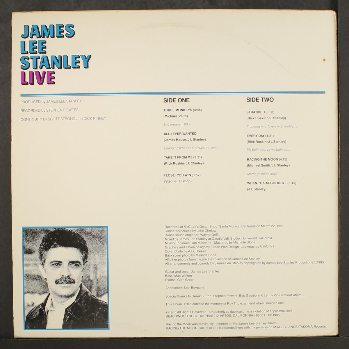 live by JAMES LEE STANLEY