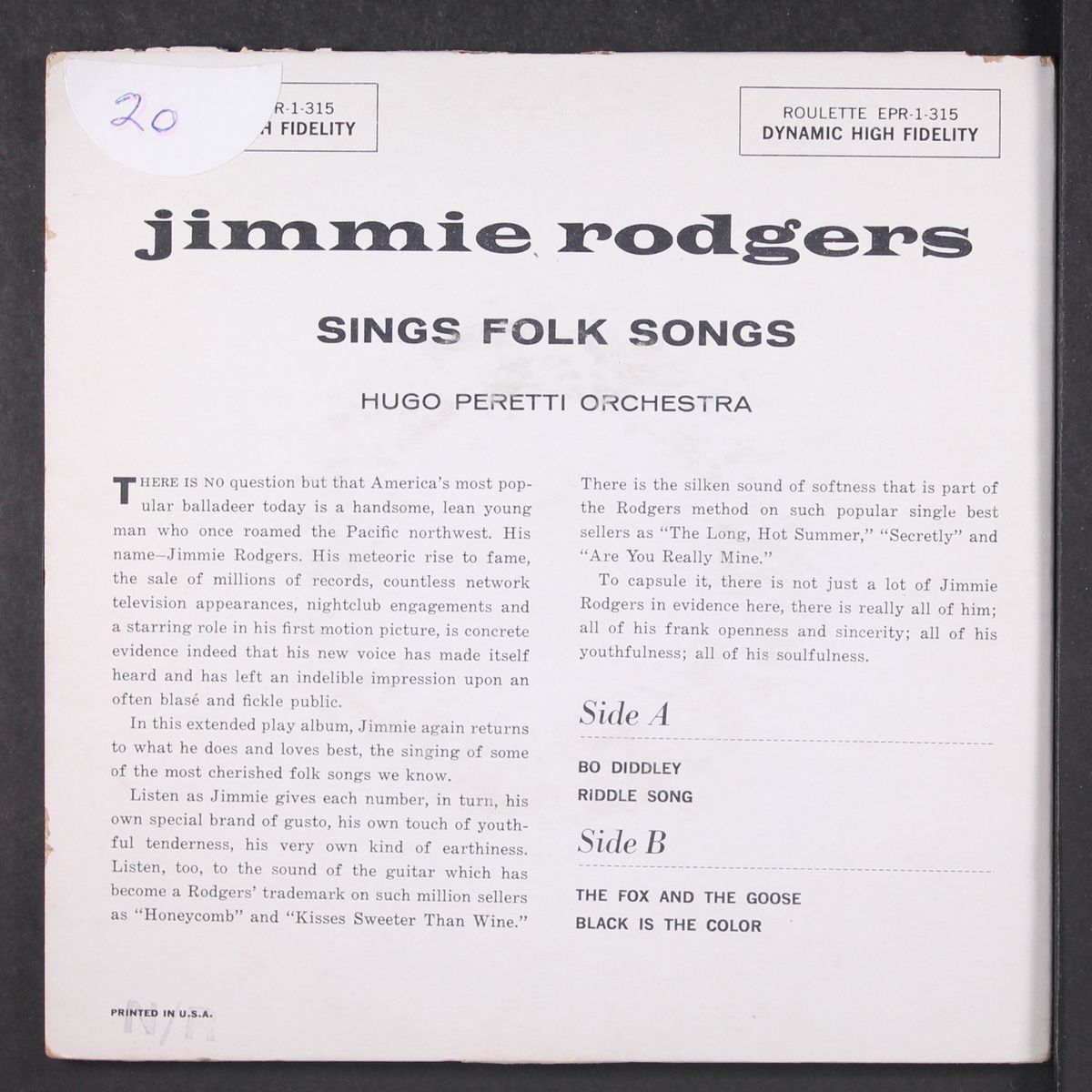 sings folk songs part 1 by JIMMIE RODGERS