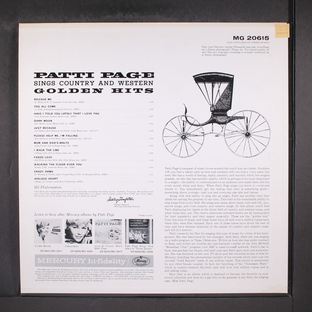 sings country and western golden hits by PATTI PAGE