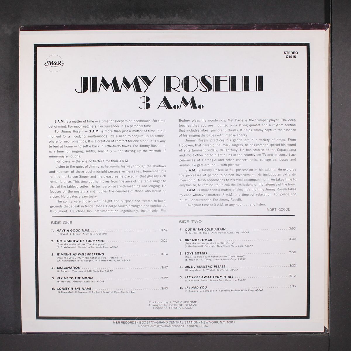 3 a.m. by JIMMY ROSELLI