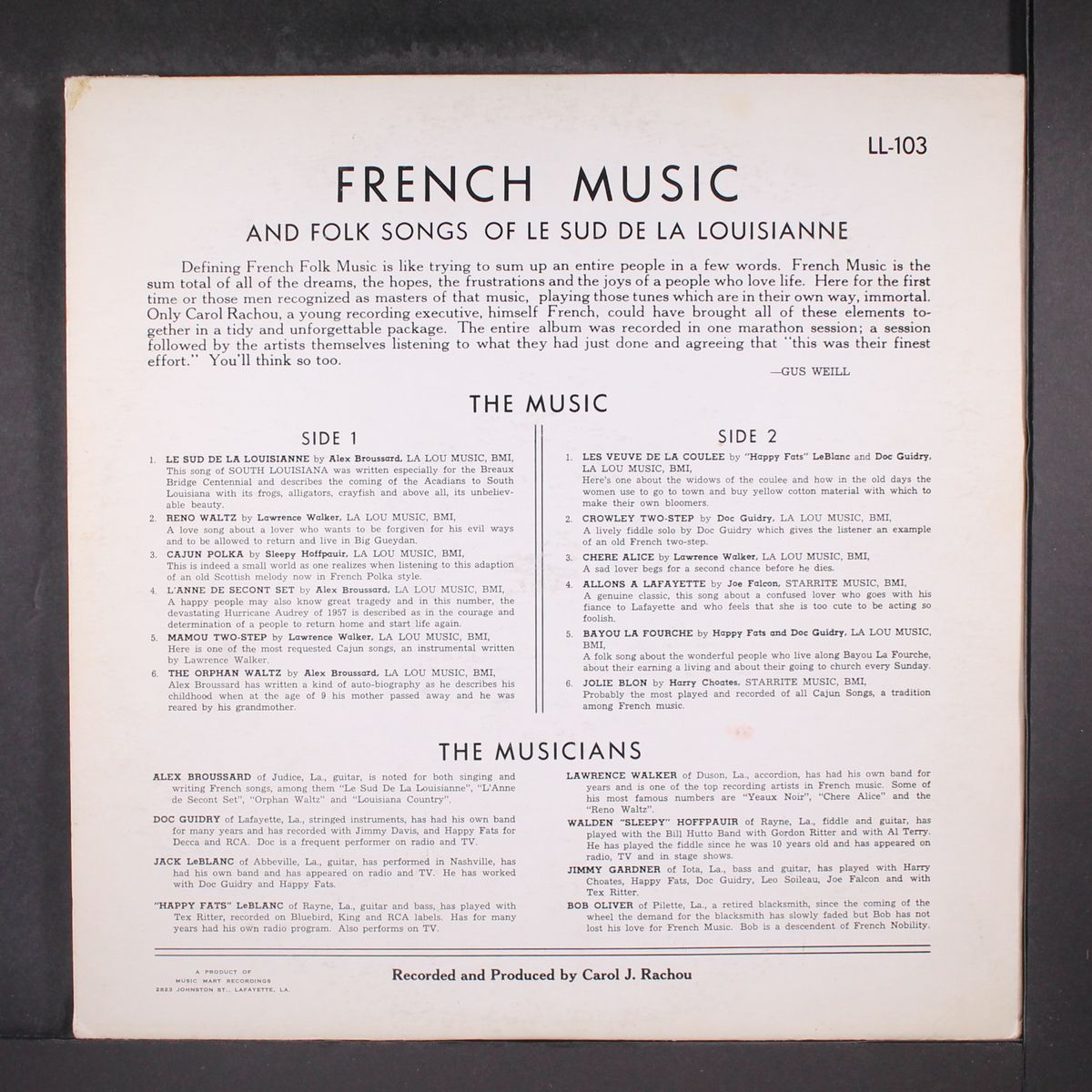french music and folk songs of le sud de la louisianne by VARIOUS