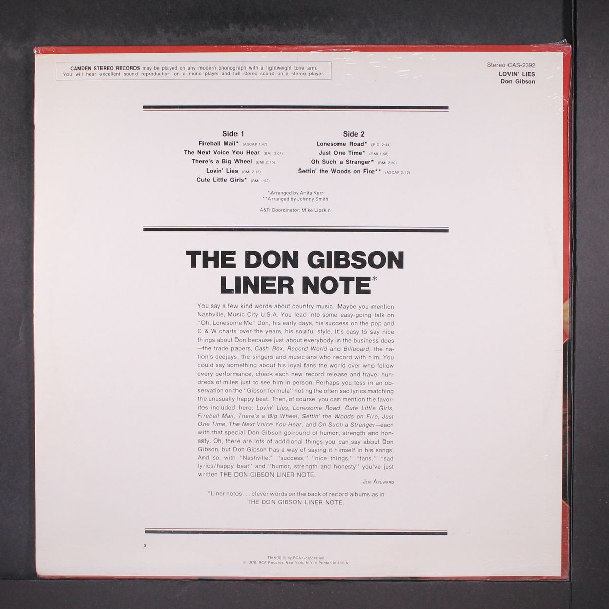lovin' lies by DON GIBSON