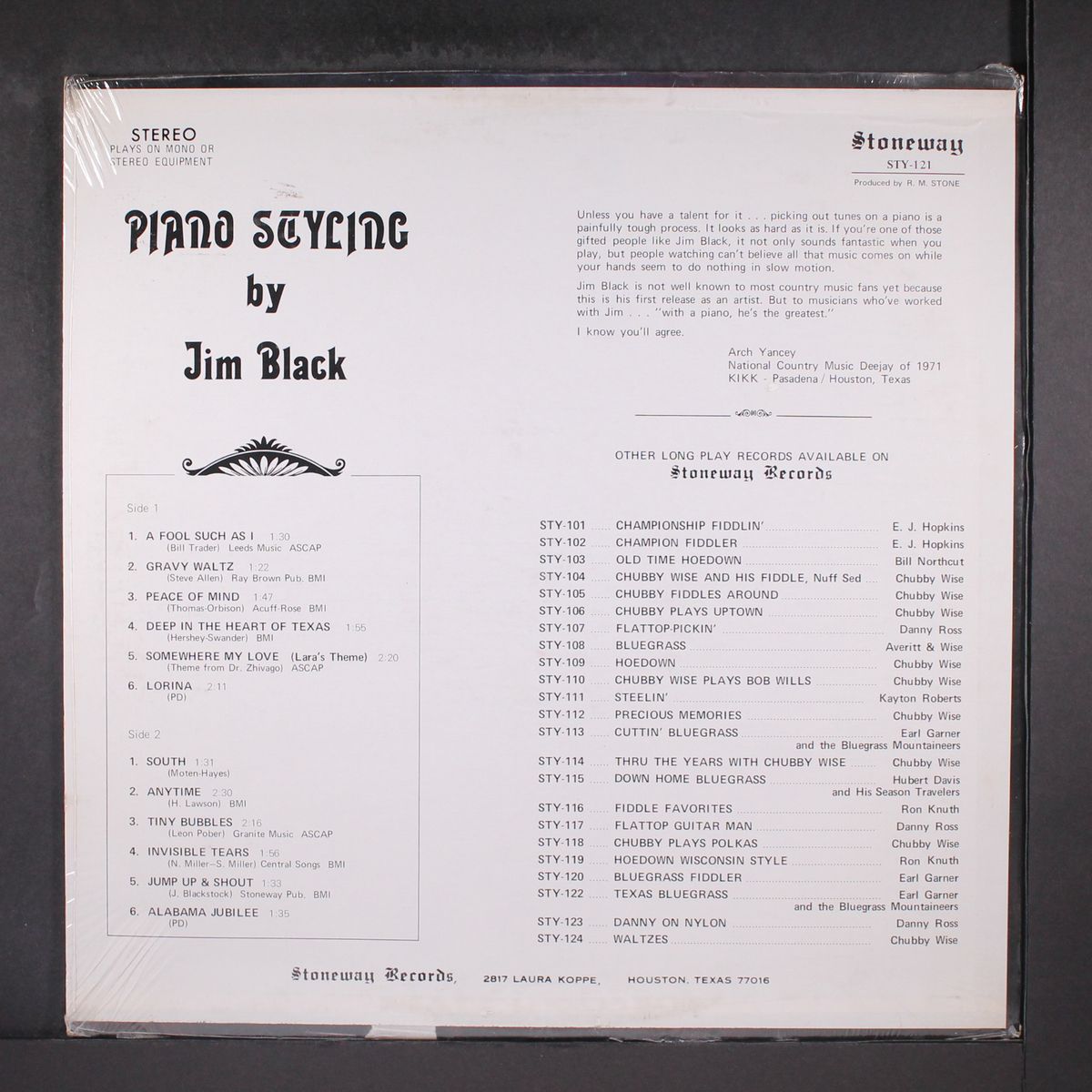 piano styling by JIM BLACK