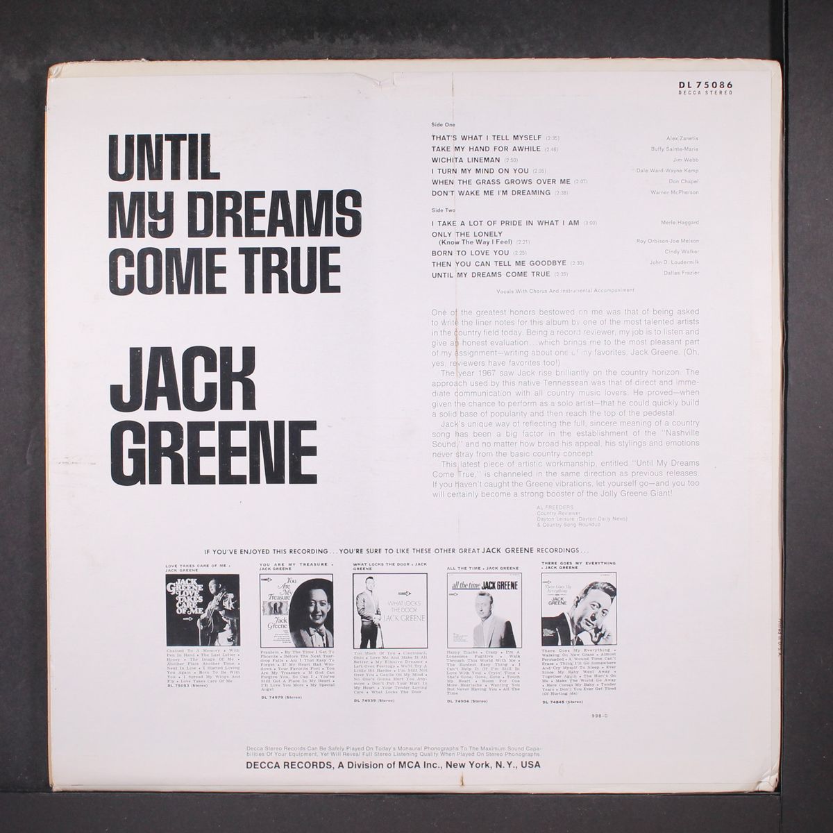 until my dreams come true by JACK GREENE