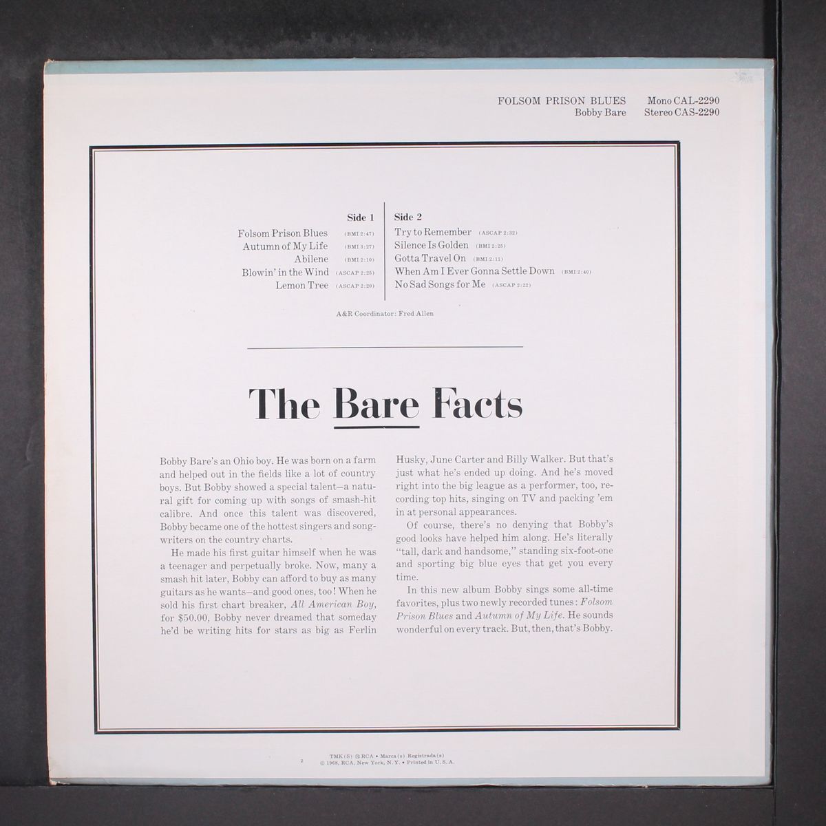 folsom prison blues by BOBBY BARE