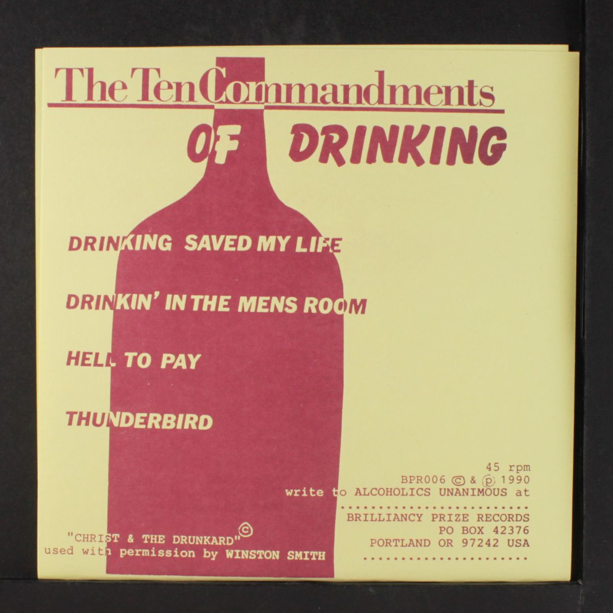 ten commandments of drinking by ALCOHOLICS UNANIMOUS