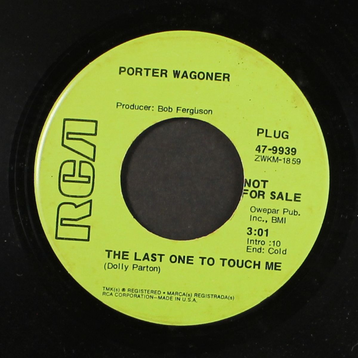the alley / the last one to touch me by PORTER WAGONER