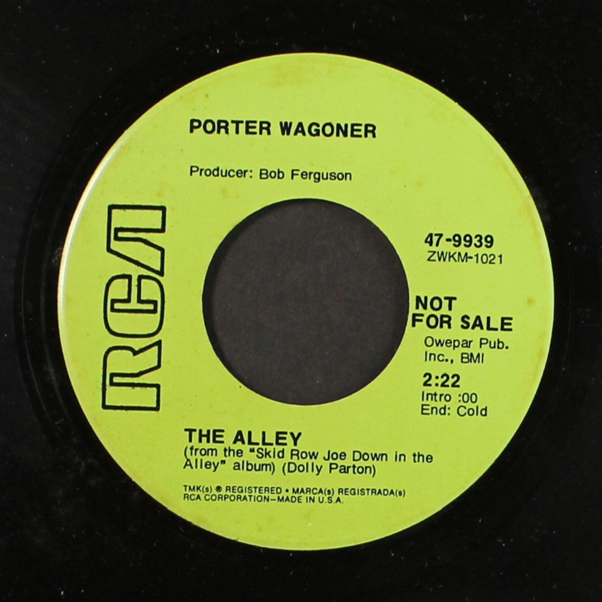 the alley / the last one to touch me by PORTER WAGONER