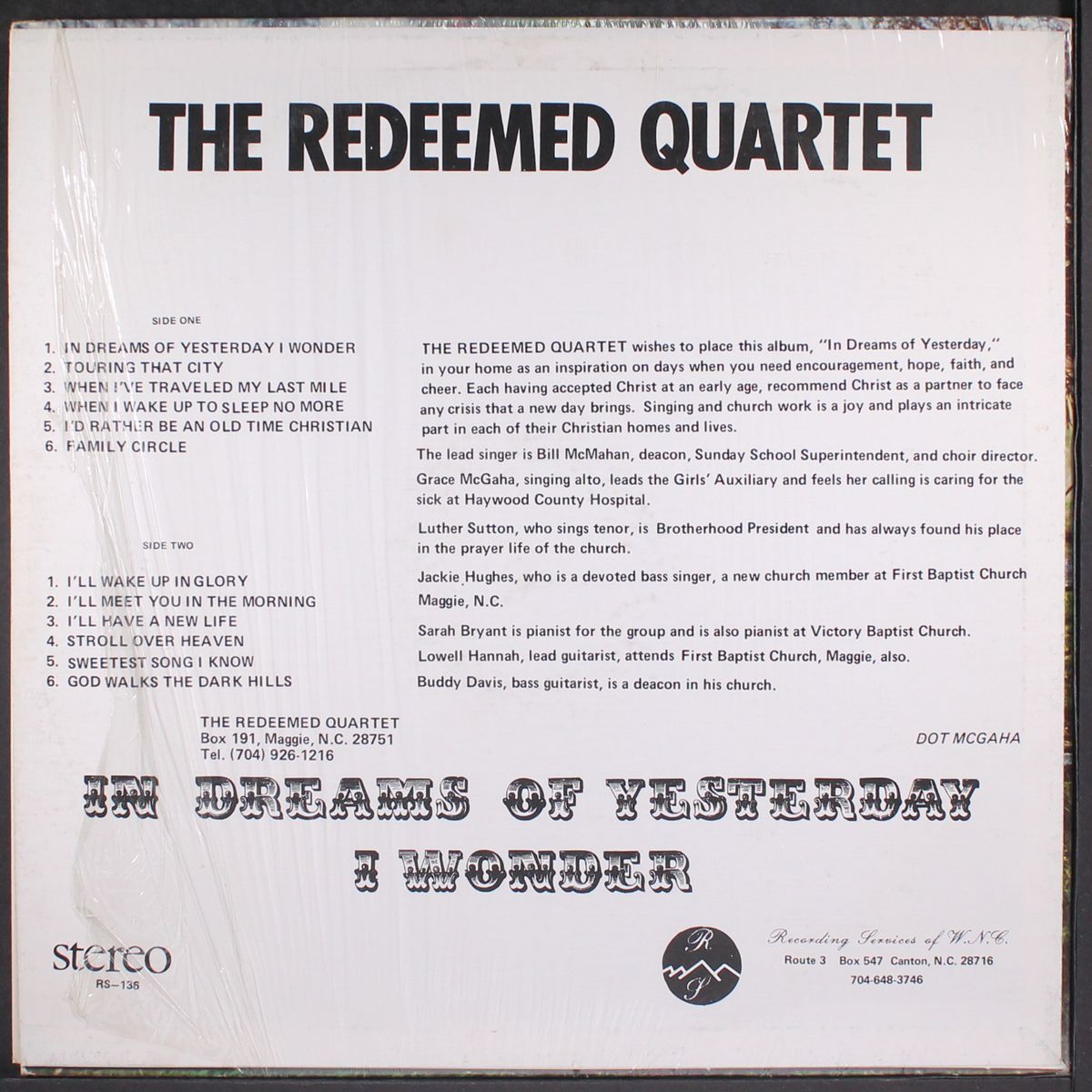 in dreams of yesterday i wonder by REDEEMED QUARTET