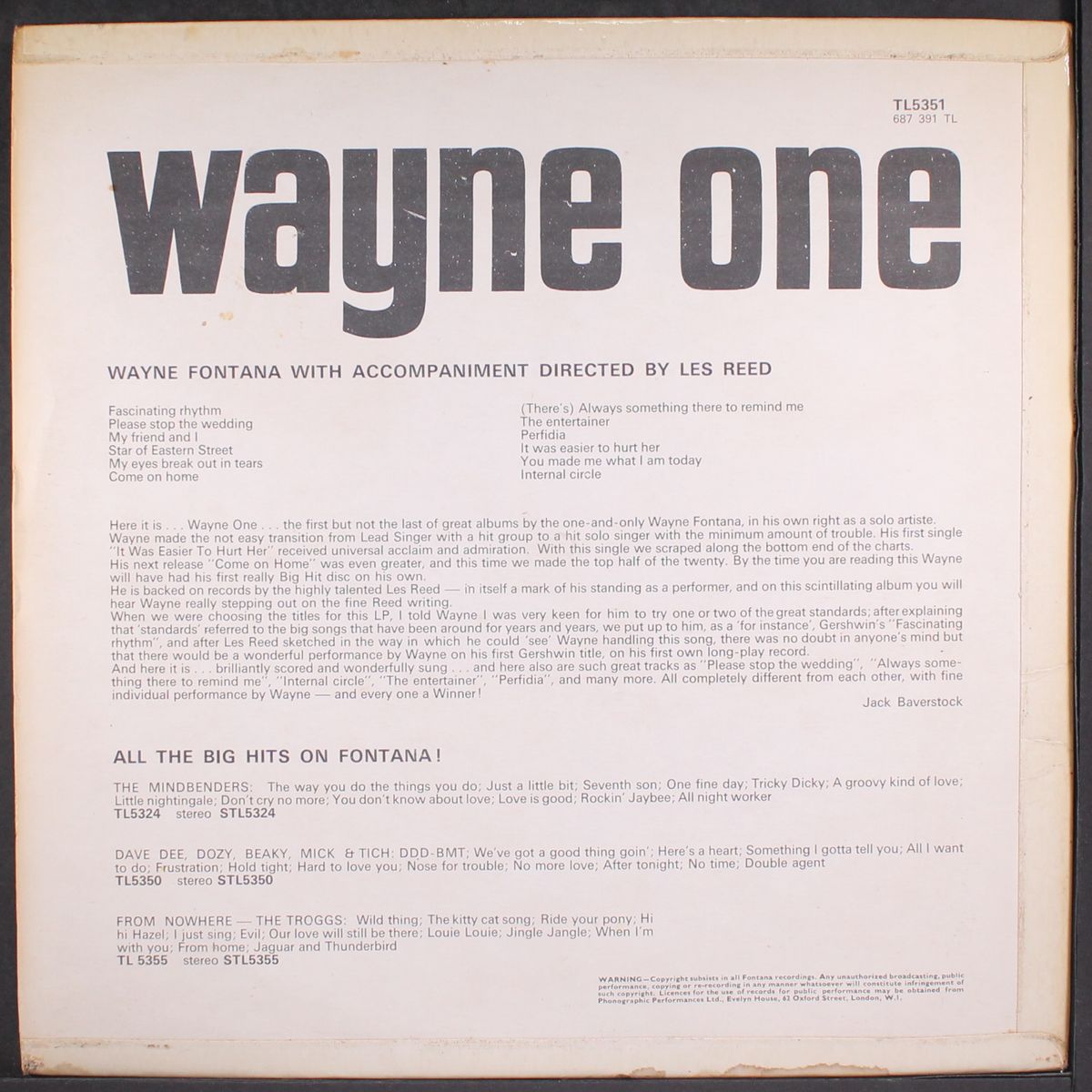 wayne one by WAYNE FONTANA