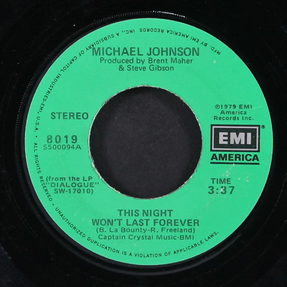 this night won't last forever / i just can't say no to you by MICHAEL JOHNSON