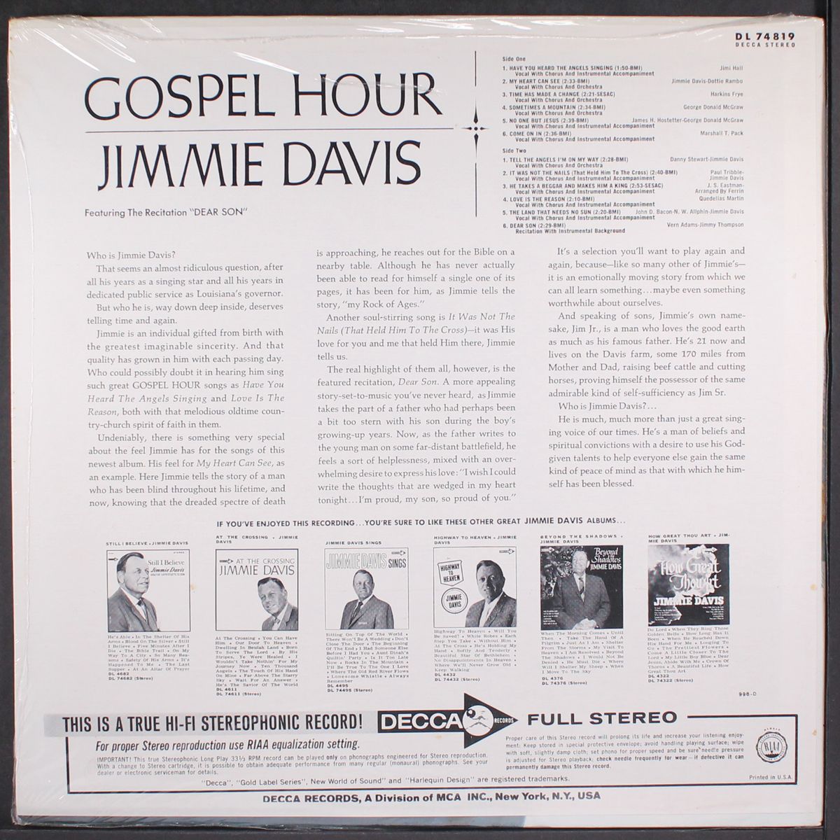 gospel hour by JIMMIE DAVIS