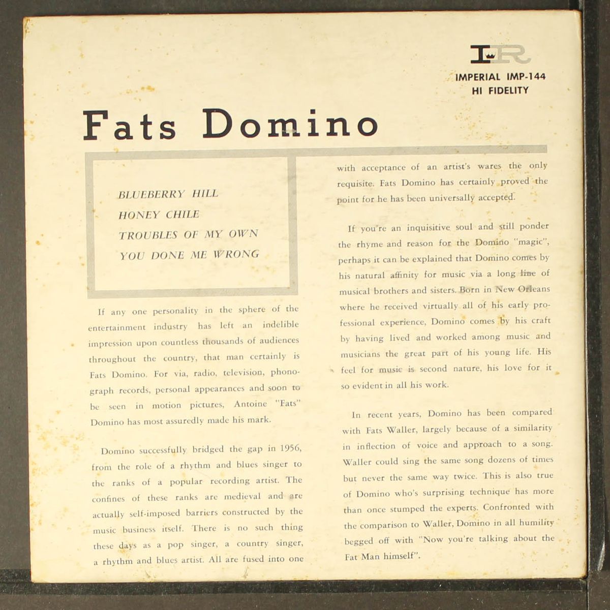 this is by FATS DOMINO