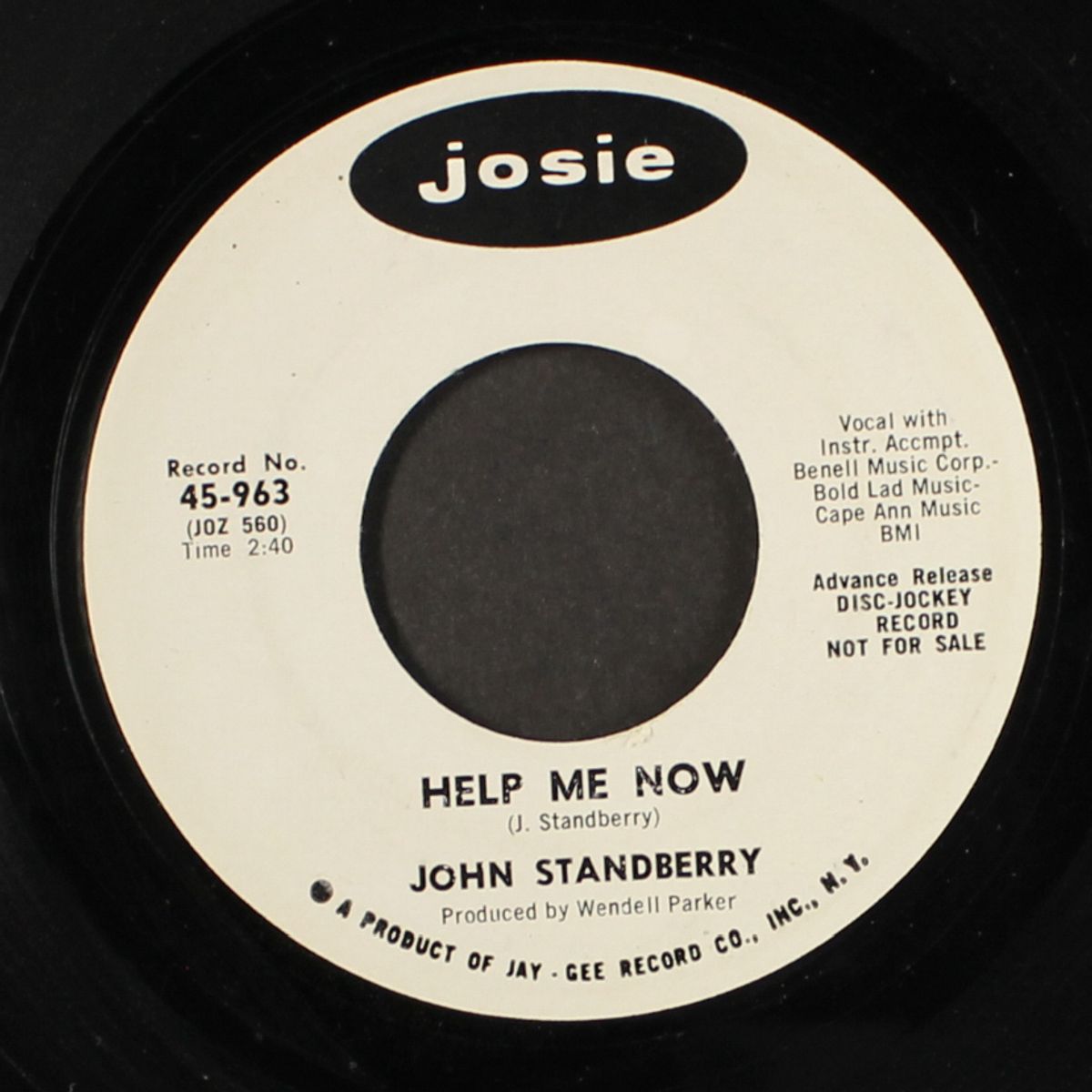 help me now / i don't care what they say by JOHN STANDBERRY