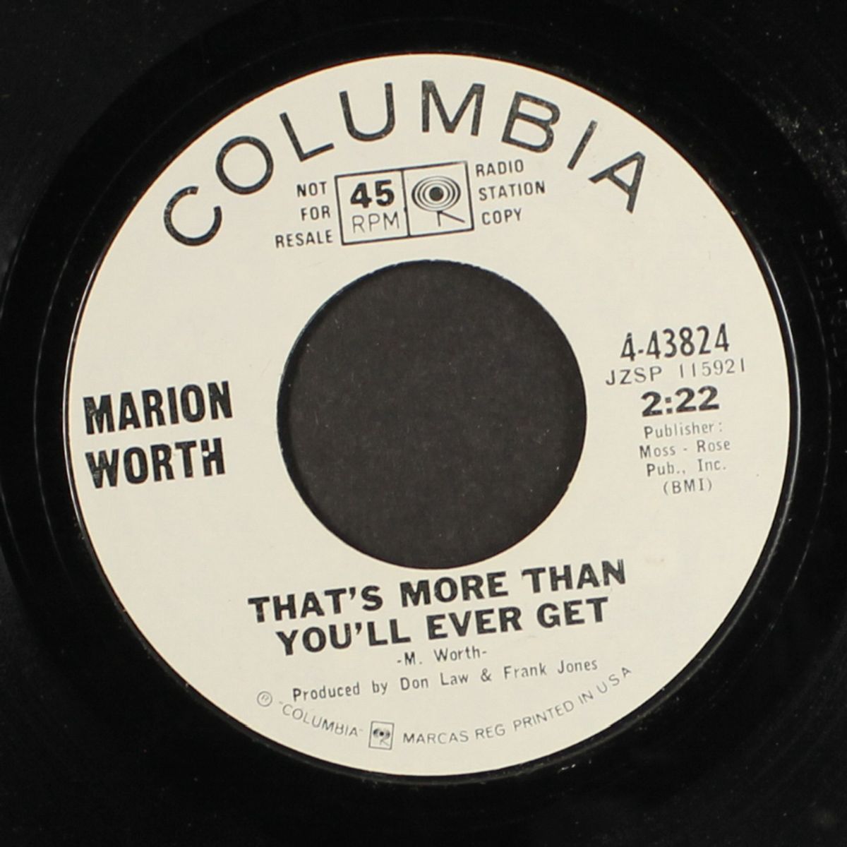 that's more than you'll ever get by MARION WORTH
