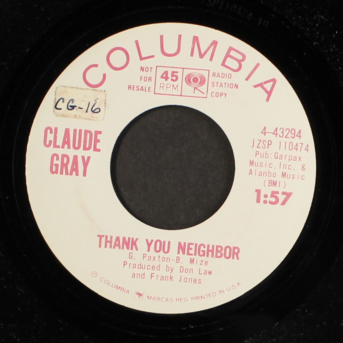 kinderhook bill / thank you neighbor by CLAUDE GRAY