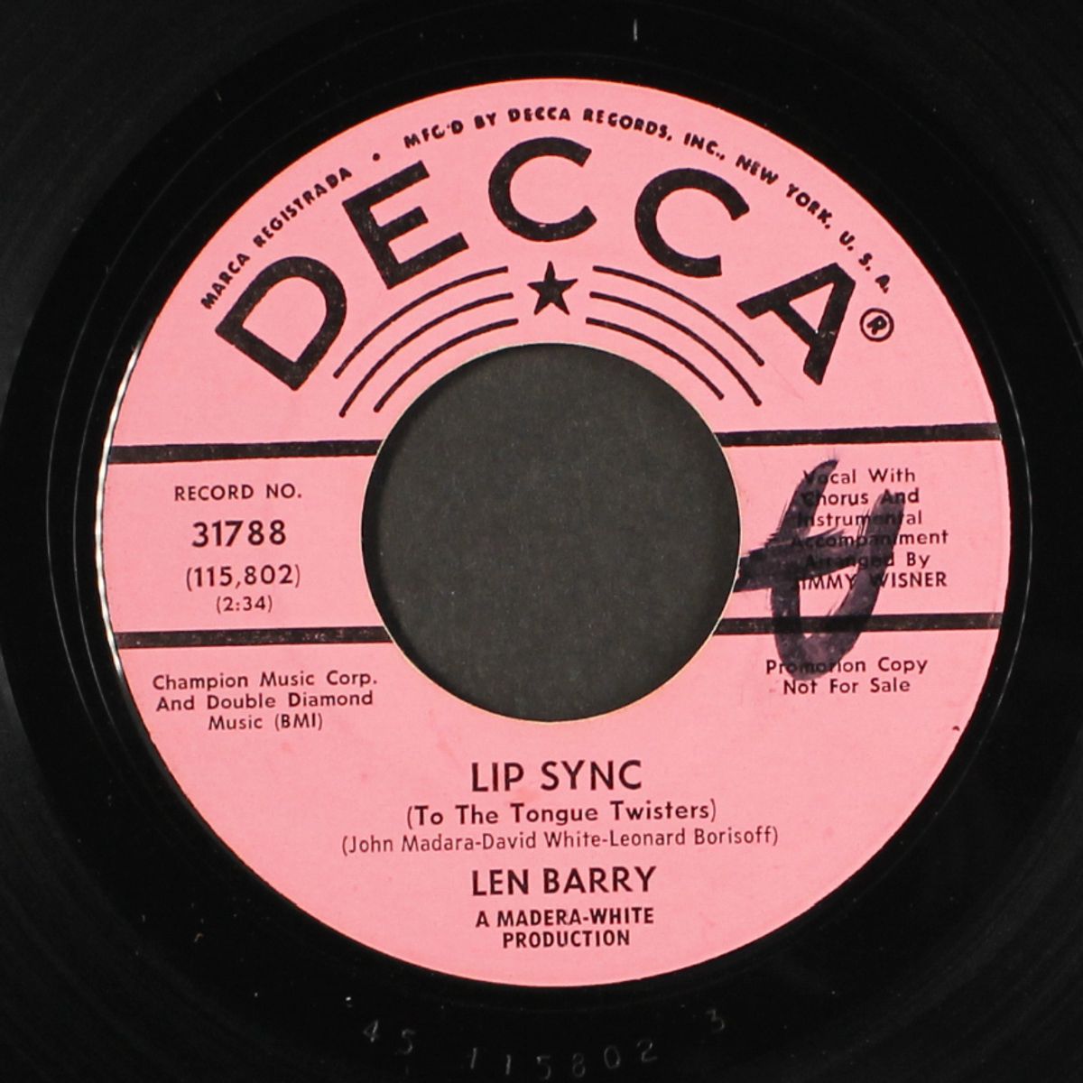 lip sync / at the hop '65 by LEN BARRY
