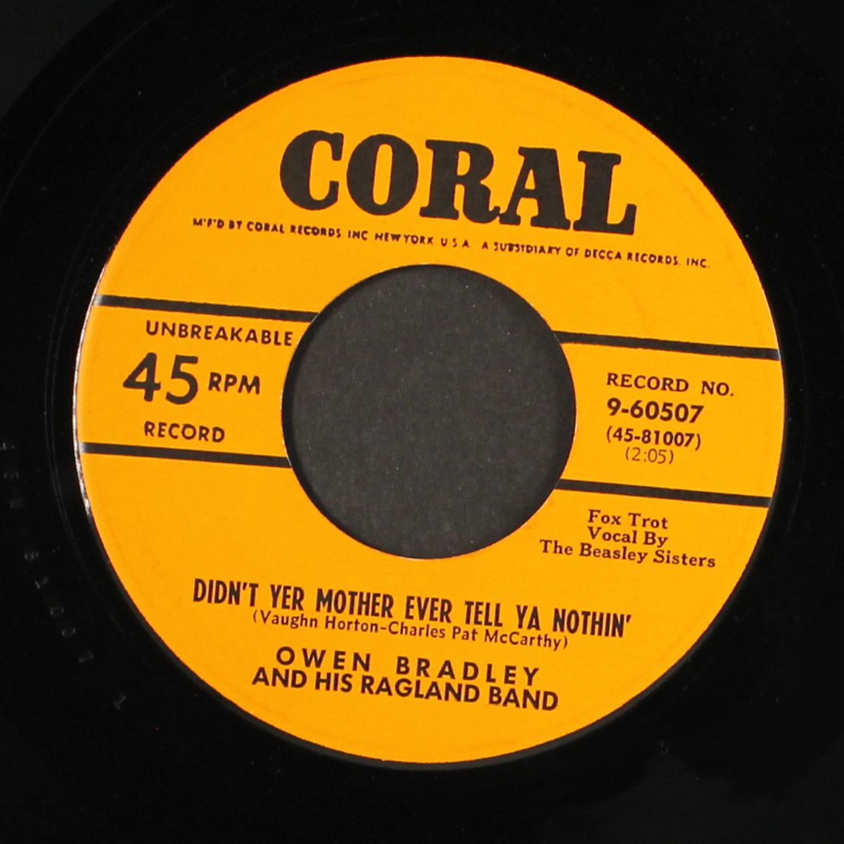 mister honky tonk / didn't yer mother ever tell ya nothin' by OWEN BRADLEY