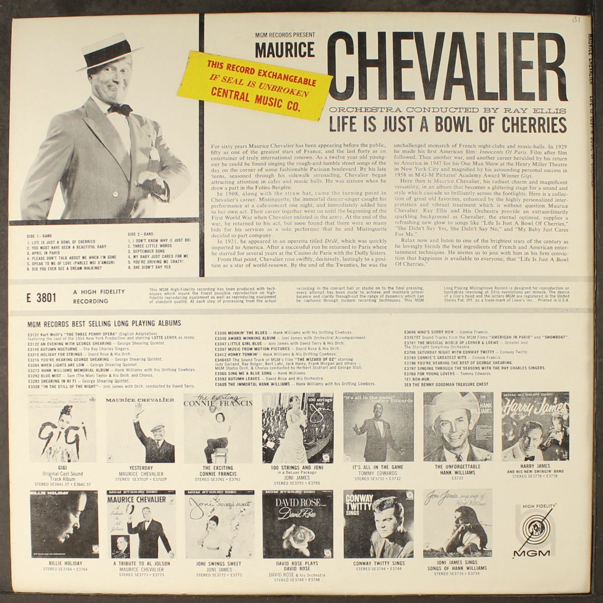 life is just a bowl of cherries by MAURICE CHEVALIER