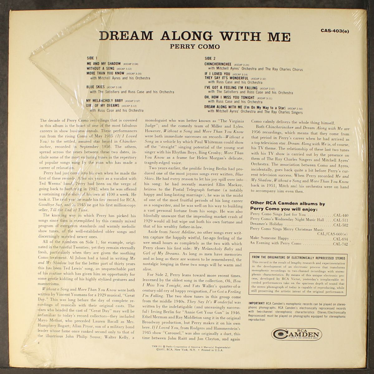 dream along with me by PERRY COMO