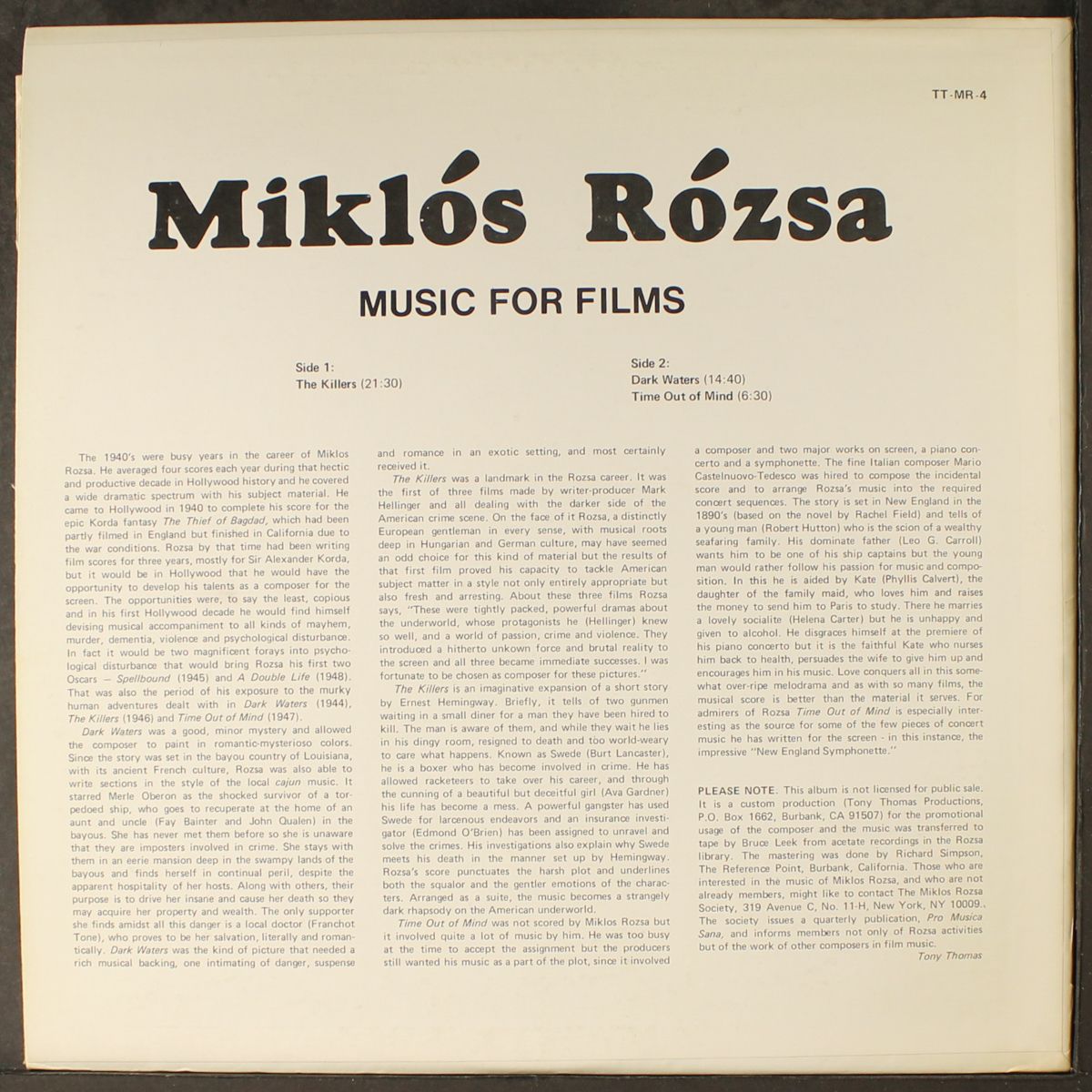 music for films by MIKLOS ROZSA